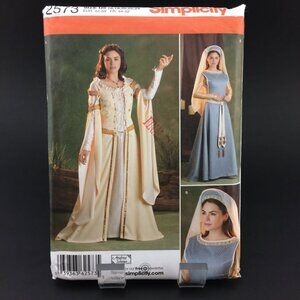Simplicity 2573 Renaissance Costume Dress Pattern Fair Uncut Sizes 16-24